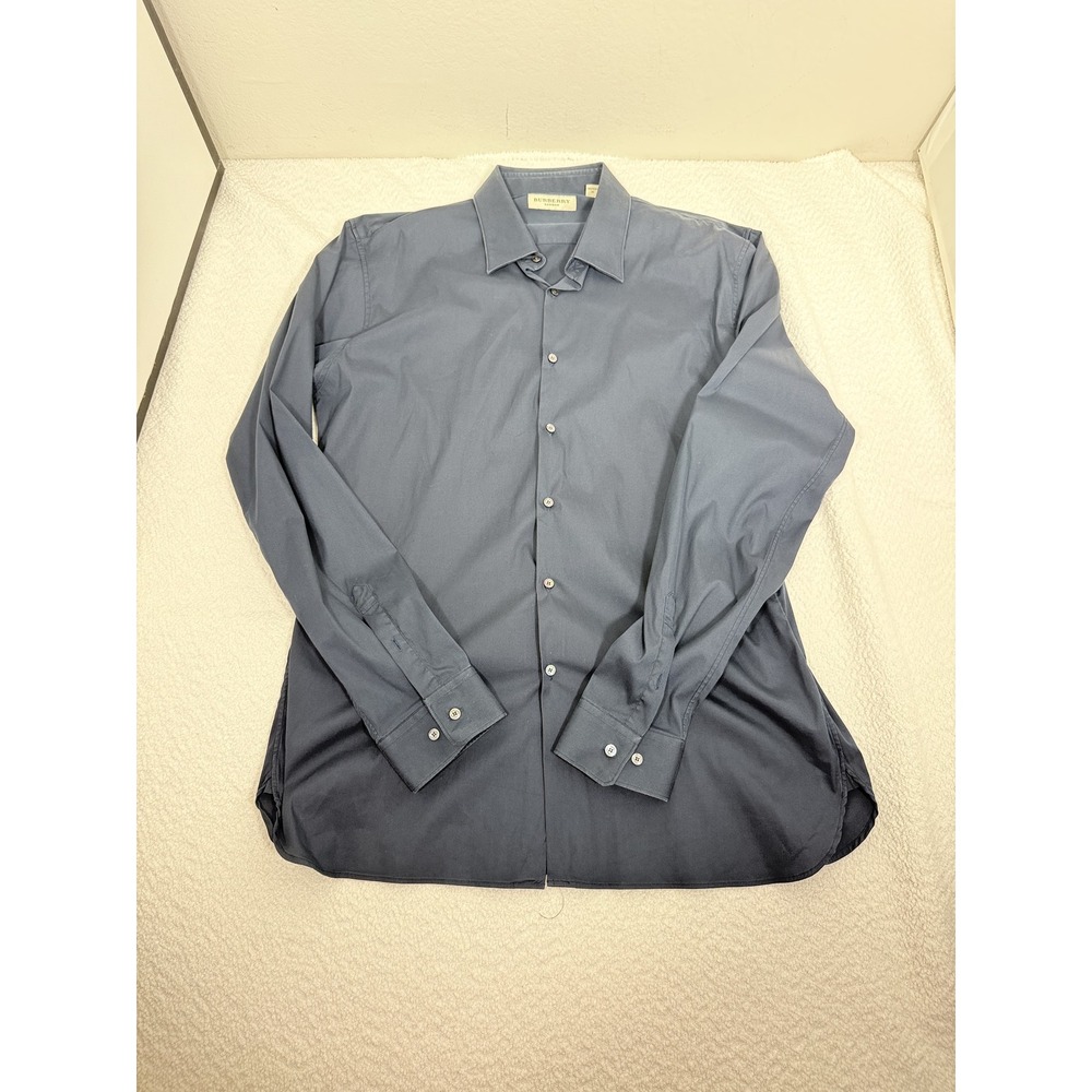 Burberry London Mens 17/43 Slim Fit Blue Long Sleeve Button Up Shirt XL